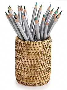 Portapenne da scrivania multifunzionale realizzato a mano in vimini, contenitore di stoccaggio per articoli di cancelleria e pennelli da trucco, cilindrico (escluse le matite), materiale scolastico, back to school