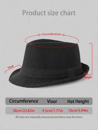 1pc Solid Color Bohemian Casual Retro Polyester Decorative Ribbon Felt Hat, Soft Wool Felt Cap, Fedora Hat, British Style Trilby For Men, Elegant For Commuting In Autumn/Winter