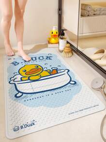 B. Duck 1 pieza Alfombra de ducha gruesa con estilo de pato de dibujos animados, autorizada por B.DUCK, con ventosas antideslizantes, lavable a máquina, accesorio de baño y decoración de baño