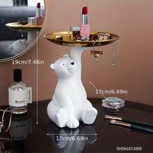 1 pieza Bandeja para llaves con decoración de oso polar de lujo, decoración de escritorio para la sala de estar, decoración para mesa de centro y mueble de televisión, también se puede usar como plato creativo para refrigerios o fruta