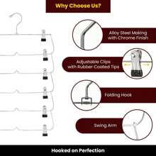 1pc 4/6-Tier Metal Skirt Pants Clips Pants Rack,Super Hanger 4/6-Tier Skirt Pants Shorts Hangers With Adjustable Clips Space Saving No Slip 12 Clips Clothing Storage Metal Skirt Rack Clothes Hangers,Multi-Function Storage Hanger
