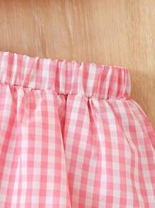 2pcs Baby Girl Summer Outfit Set 2025 - 3D Cherry Embroidered Camisole & Plaid Romper, Lightweight Infant Clothes(Age 3-6M,6-12M,12-24M)