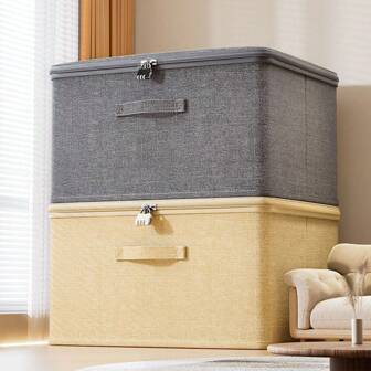 Password Lock Storage Box, Scratch-Resistant, Large Capacity, Foldable For Storing Clothes, Blankets, Toys, Books - Countryside Style, Portable Women's Fashion Underbed Storage, Multifunctional Storage Box, Bedding, Clothes And Underwear Organizer - Lightweight, Portable Design With Zipper Closure, Blanket And Bedsheet Storage Solution | Portable Storage Box | Fabric Structure, Underbed Storage