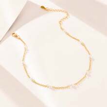 1 pieza Pulsera de perlas elegante y minimalista, de acero de titanio que no se desvanece, pulsera de perlas para mujer, para uso diario o como regalo