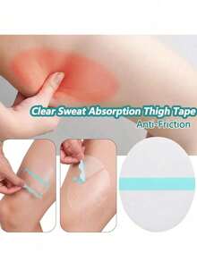 سادات الفخذ لمنع الاحتكاك, مصنوعة من مادة TPU وقماش غير منسوج لاصق شفاف وغير مرئي, شريط واقي مقاوم للتآكل للفخذ الداخلي, رقع جسم قابلة للتنفس مضادة للعرق لمنع الاحتكاك مريحة للارتداء أثناء الجري والدراجة والرياضة