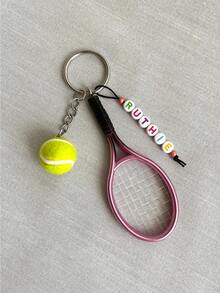1pc Personalized Tennis Keychain, Miniature Real Tennis Ball/Racket Charm, Customized Tennis Lover Gift - Tennis Ornaments - View 5