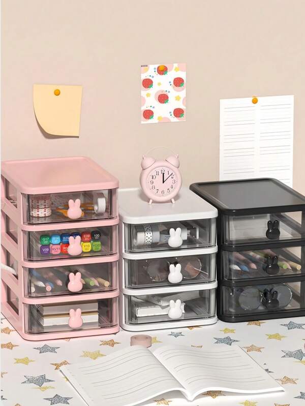 1 pieza Gabinete de almacenamiento de varios niveles color rosa, caja de almacenamiento linda y sencilla para guardar accesorios de cabello, joyería, papelería estudiantil, adecuado para oficina, dormitorio, regalo de graduación