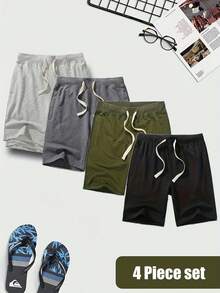 4PCS Men's Casual Classic Shorts Sports Cotton Drawstring Sports Shorts, Multi-Color Dopamine Dressing - Màu sắc hỗn hợp - Xem 1
