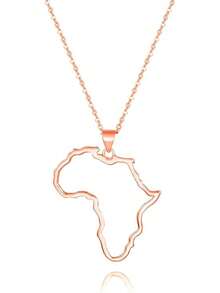 Women's Minimalist Africa Map Pendant Necklace,  Personalized Africa Motherland Continent Outline Necklaces Chain Length 18" Extension Chain 2" ( 18K Gold And Silver Plated Both Choice, Jewelry With Gifts Box)2025 - 玫瑰金 - 查看 1