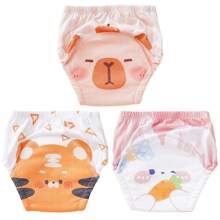 5pcs/Pack Baby Washable Potty Training Pants With Printed Patterns, Reusable Baby Underwear For Toilet Training, Suitable For Newborn, Toddler Boys And Girls