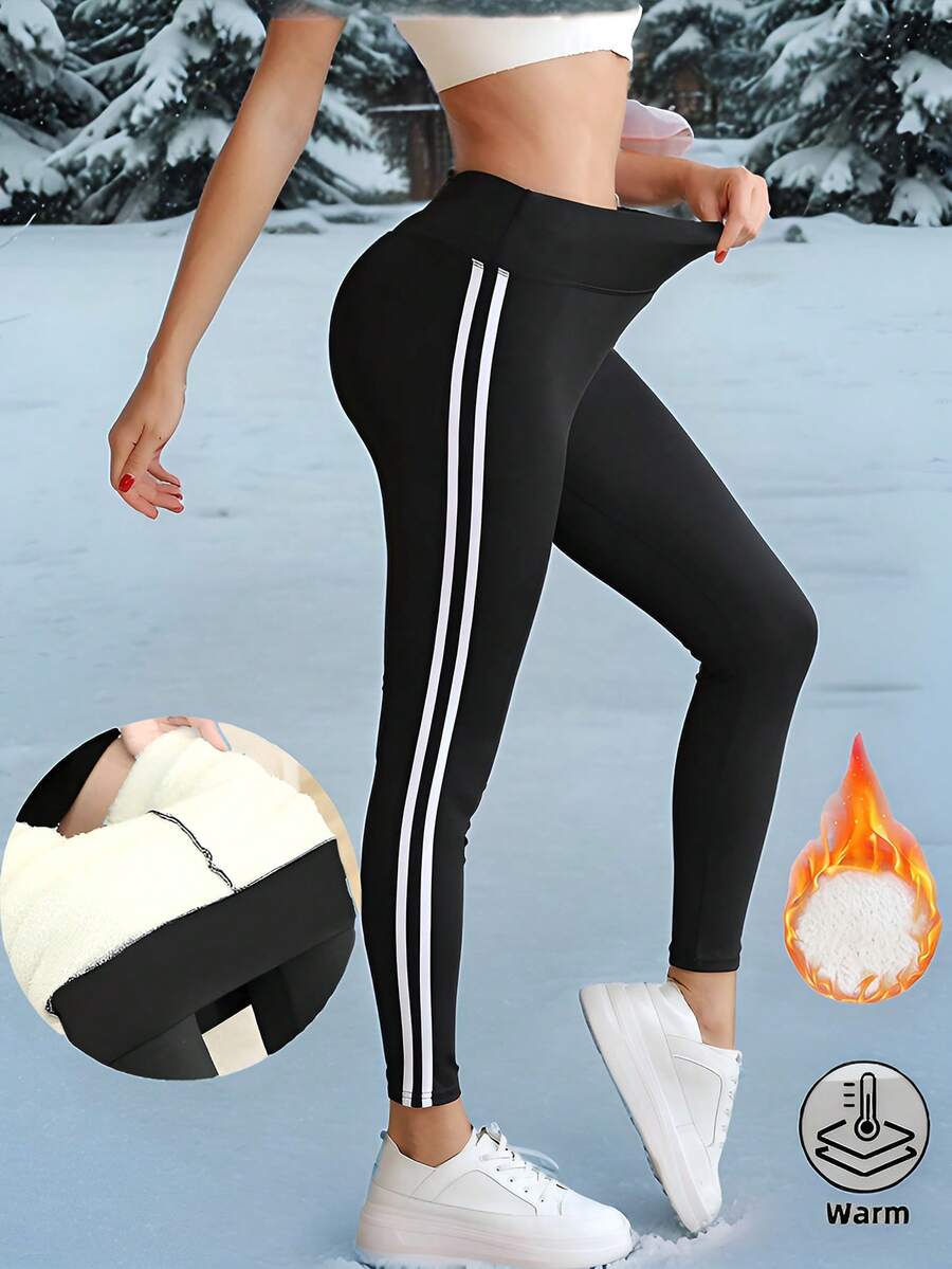 Multi-Function Quick Dry Striped High Elastic Booty Sculpting Leggings, Opaque & Comfortable For Outdoor