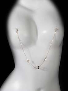 1 件/1 对时尚女士流苏乳头吊坠，优雅女士仿珍珠流苏双乳头链配花朵吊坠，性感女士乳头链 - 彩色 - 查看 8