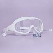 Adult Large Frame Waterproof Anti-Fog Swimming Goggles With Built-In Earplug, Nose Clip, Clear Vision Swimming Eyewear Accessories, Beach Essentials, Beach Accessories, Pool Float