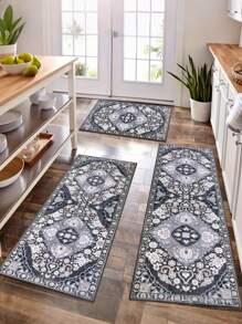 1pc Farmhouse Kitchen Rug, Non-Slip Washable Bohemian Style Kitchen Mat Runner For Kitchen, Laundry Room, Hallway