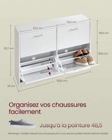 VASAGLE Shoe Cabinets - White - View 6
