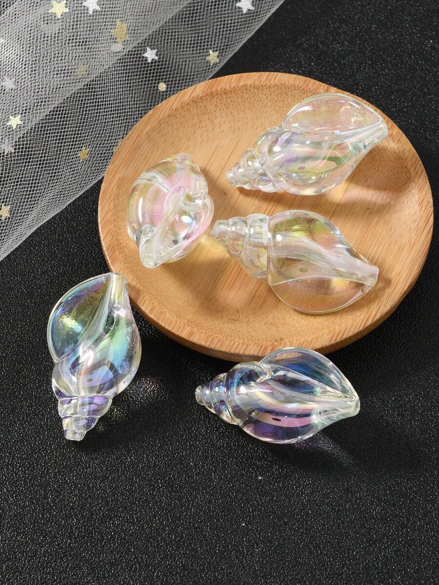 5 件彩虹色亚克力贝壳珠，高端耳环、手链、项链、服装装饰，海洋系列工艺品