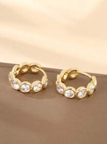 1 Pair Fashionable Copper Hollow Geometric Hoop Earrings, Vintage Elegant Gift For Women, Birthday/Date