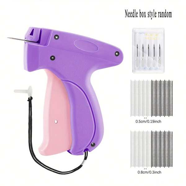 1pc Portable Stitch Gun For Clothing - Quick Fixer Tagging Tool With 6 Needles, 1000 Black & 1000 White Fasteners, Handheld Micro Label Applicator In Purple, Pink, Or Light Purple, Fabric Repair Tool|Easy Application|Easyclean Material