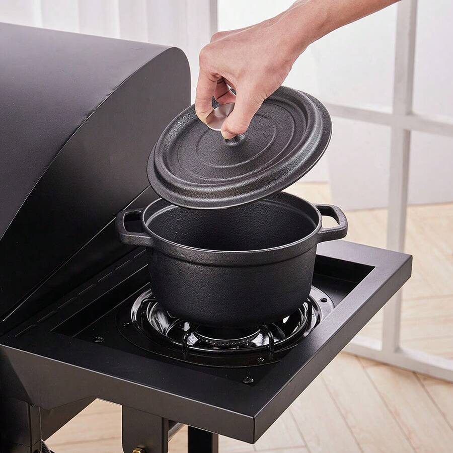Kitchen Cast Iron Casserole Dish Pot Pan Basting Lid Stew Stock Pot Baking Loaf - 黑色 - 查看 1
