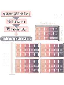 Cunese 75 Pcs Bible Tabs - Morandi Color Bible Index Tabs, Laminated Bible Study Supplies For Students, Back To School Essentials, Book Labels For Scripture (Women & Men) Stickers Sticker Scrapbook Supplies Funny Stickers Laptop Stickers Kindle Phone Stickers - Multicolor - View 9