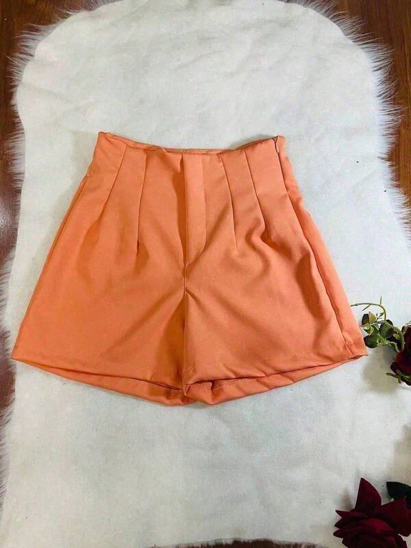 Short novo feminina com ziper na esquerda sem bolso Material de Alfaitaroia