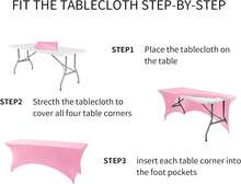 6 Pack Spandex Table Cover For 6FT Table Universal Fitted Stretch Tablecloth For Party, Banquet, Wedding And Events-Pink - Pink - View 8