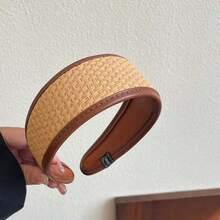 2025新款复古编织PU皮革头带，欧美风格复古宽发箍，女士日常百搭配饰，发带， - 彩色 - 查看 13