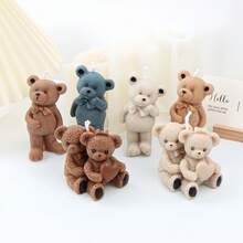 3D 多姿势熊硅胶模具：蝴蝶结和心形 - 拥抱设计，DIY 蜡烛/石膏/树脂工艺品，非常适合礼物和家居装饰