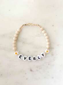 1pc Personalized Custom Name/Letter/Text/Daisy Bracelet/Girl Bracelet/Daisy Name Bracelet/Children Bracelet, Charming Spring Summer Accessory, Custom Name Bracelet For Girl, Vibrant Color Birthday Party Gift, Back To School Gift, Children's Festival Gift, Suitable For Teenagers