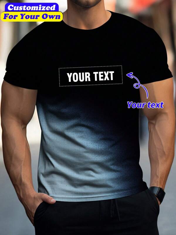 Camiseta Casual Masculina Personalizada com Gola Redonda Solta para Lembrança de Cachorro Gato Animal de Estimação - Adicione suas próprias imagens (Foto da Família/Selfie/Foto de Animais/Foto de Amigos/Foto do Amor/Foto da Namorada/Presentes/Logotipo para Casais/Camiseta Personalizável para Marido ou Namorado ou Namorada) e seu texto para criar sua Camiseta Personalizada Impressa