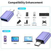 USB 转 USB-C 适配器 6 件装，[3 个 Type-C 母头转公头充电器转换器] 和 [3 个 USB-C 公头转 USB 母头] 兼容 17/16/15 Pro Max/15 Plus/14/13/12 和 Galaxy S24/S23/S22/S21 - 彩色 - 查看 6