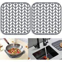 Local Shipping-Sink Protectors For Kitchen Sink 16x12 & 18x12 & 19x13 & 24x12.5 & 26x14 & 28x14 & 29x15,Silicone Kitchen Sink Mats Protector For Bottom Of Farmhouse Sink(26"X14"Center Drain Gray) - Xám - Xem 7