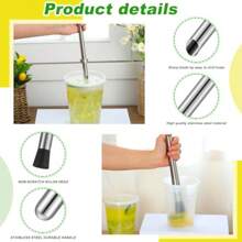 2 Pcs Straw Puncher And Muddler For Lemonade Plastic Lids Cups Straw Hole Puncher 304 Stainl Steel Muddler Fresh Squeezed Lemonade Stand Supplies