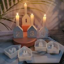 1 pieza Molde de vela de aromaterapia con forma de casa del amor, molde de silicona de resina para decoraciones en miniatura de casas de yeso DIY