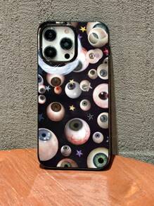 1 pieza Funda de teléfono con gráfico de estrella reflectante de gelatina negra a la moda compatible con iPhone 13, 11, 14 Pro Max, 13 Pro, 15/15 Plus/15 Pro/15 Pro Max/12/12 Pro/12 Pro Max/14/14 Pro/13 Pro Max, etc.