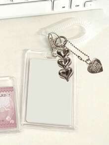 Ví đựng thẻ hình trái tim bằng acrylic unisex, móc khóa hình trái tim màu bạc phong cách Ins, hộp đựng thẻ trong suốt, mặt dây chuyền ốp điện thoại tinh tế, thiết kế tối giản, có thể đựng các loại thẻ nhỏ, thẻ xe buýt, thẻ ngân hàng, thẻ tàu điện ngầm, móc khóa mặt dây chuyền đựng thẻ di động và có thể điều chỉnh, phù hợp cho nhân viên văn phòng và sinh viên, món quà hoàn hảo (Không bao gồm thẻ) - Nhiều màu - Xem 7