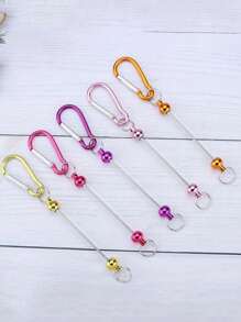 4/8pcs Colorful Beaded Keychains, D-Shaped Clasps, Metal Hooks, DIY Keychains Bulk With Outdoor Hooks For Backpack Pendant Accessories