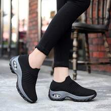 SOSENFER Women's Lightweight Breathable Mesh Sneakers With Air Cushion Support, Comfortable Soft Sole Casual Shoes For All-Day Wear, Gray - Black and Gray - View 4