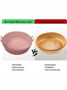 1pc Flexible Silicone Air Fryer Mold, Reusable, Dishwasher Friendly, Random Color Air Fryer Baking Tray, Grill Plate, Bowl, Non-Stick Mat, Thickened Silicone Bakeware Set
