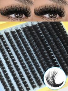 280/224簇单根睫毛册 大容量 60D+80D+100D 10-18毫米混合长度簇睫毛加长增厚蓬松睫毛初学者DIY睫毛延长套装 居家自戴分段睫毛持久睫毛束睫毛 - D - 查看 11