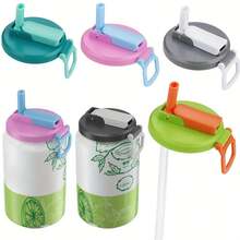 1个装带吸管的罐头盖硅胶防漏防尘罐头汽水盖防溢瓶盖创意杯盖