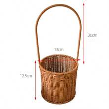 1 件藤编花篮，乡村风格野餐篮，用于插花、水果、糖果的礼品篮