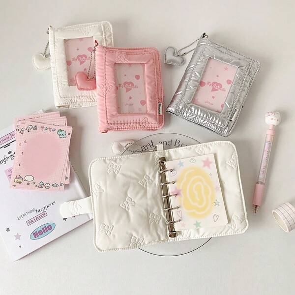 Soft Leather Sparkling M5 Love Loose Leaf Handbook, Student Colorful Notebook, Girl Double Button Diary School Supplies,Back To School