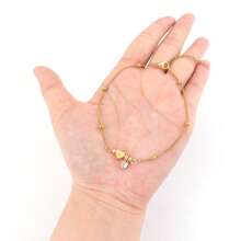1pc SImple Classic Artificial Crystal Heart Initial Golden Stainless Steel Bead Chain Anklets For Women
