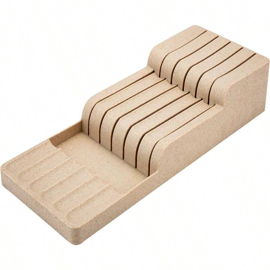 2 Tier Knife Drawer Organizer Holds 11 Knives Utensil Holder Knife Block Storage Organization Space Saver NaturalW10