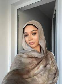 1件装女士莫代尔印花头巾，波西米亚水彩风格女士围巾，大理石纹、水波纹、扎染印花头巾围巾，适合日常穿着。 - 頭巾 - 查看 2