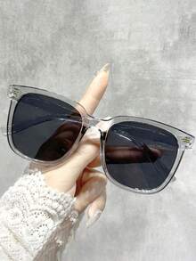 1pc Customized Text Framed Glasses, Unisex Design, Square Frame And Wide Lens, Suitable For Men And Women's Fashion Street Wear Accessories, Stylish, Minimalist, Modern Customized, Ideal For All Seasons, Camping, Travel, Personalized, Unique Ideal Gift For Him, Her, Boyfriend, Girlfriend, Mom, Dad, Family, Friends, Graduation, Anniversary, Valentine's Day, Mother's Day, Birthday, Father's Day, Graduation, Wedding - Multicolor - View 4