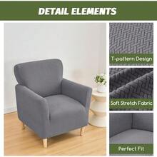 Local Delivery - Banquet Armchair Slipcover Printed Chair Covers With Arms Stretch Club Chair Slipcover Soft Armchair Sofa Covers Anti-Slip Furniture Protector For Dogs Pets Home Living Room Decor, 14 - T-jacquard Dark Grey - 查看 2