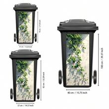 1 件 Verdant Ivy 户外贴纸，花园垃圾桶贴花，适用于露台和庭院的防水垃圾桶艺术，抗紫外线家居装饰，耐用自粘乙烯基，垂直花园风格带轮垃圾桶贴纸学校用品，返校