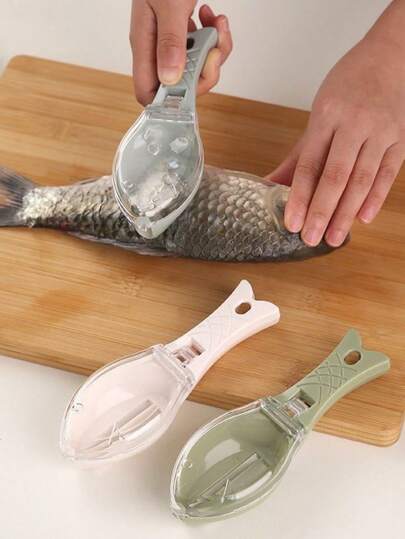 1/2pcs Ergonomic Fish Scale Remover Set - Quick Peeling, Easy To Clean Fish Scale Brush - Anti Slip Scraping Fish Scale Artifact With Lid For Home Cooking And Seafood Preparation, Manual Fish Scale Remover Small Tool For Household Kitchen